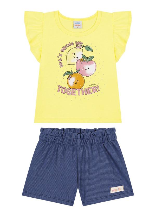 Marlan - Conjunto Blusa e Shorts Jeans Amarelo 1