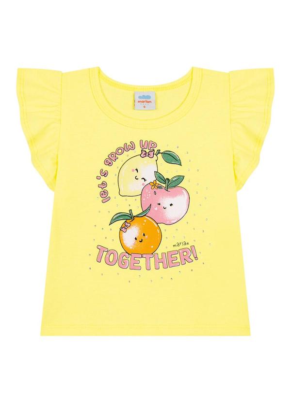 Marlan - Conjunto Blusa e Shorts Jeans Amarelo 2