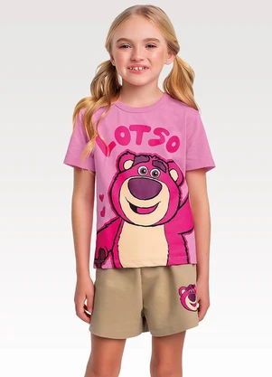 Fakini Kids - Conjunto Blusa e Shorts Lotso Rosa - FAKINI KIDS