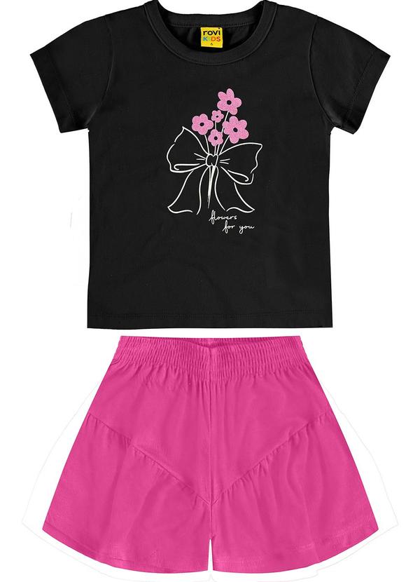 Rovi Kids - Conjunto Blusa e Shorts Meiamalha Preto