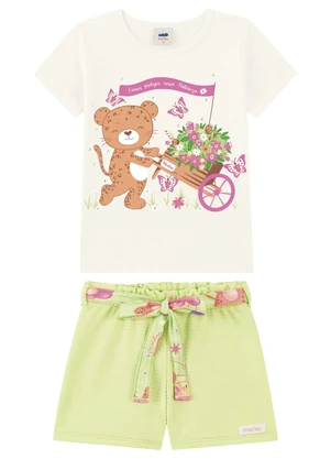Marlan - Conjunto Blusa e Shorts Menina Amarração Bege - MARLAN