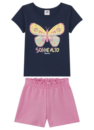 Marlan - Conjunto Blusa e Shorts Menina Borboleta Azul - MARLAN