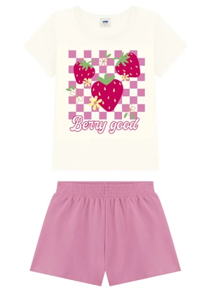 Marlan - Conjunto Blusa e Shorts Menina com Morango Bege - MARLAN