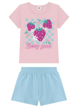 Marlan - Conjunto Blusa e Shorts Menina com Morango Rosa - MARLAN