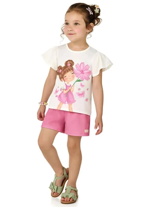 Marlan - Conjunto Blusa e Shorts Menina Estampado Rosa - MARLAN