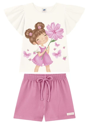 Marlan - Conjunto Blusa e Shorts Menina Estampado Rosa - MARLAN