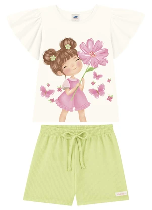 Marlan - Conjunto Blusa e Shorts Menina Estampado Verde - MARLAN