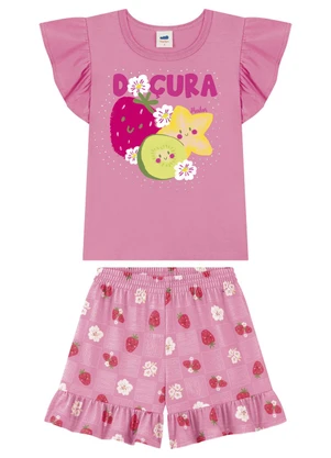 Marlan - Conjunto Blusa e Shorts Menina Frutas Rosa - MARLAN