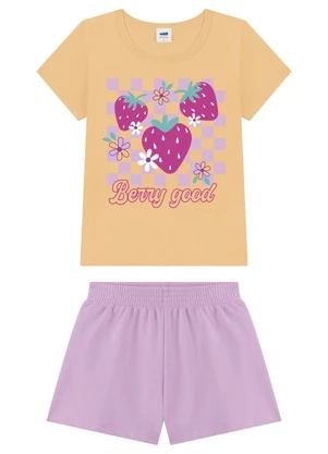Marlan - Conjunto Blusa e Shorts Menina Morango Laranja - MARLAN