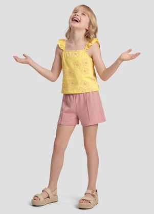 Kely Kety - Conjunto Blusa e Shorts Moletinho Amarelo - KELY KETY