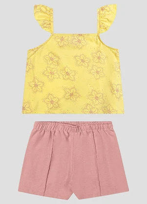 Kely Kety - Conjunto Blusa e Shorts Moletinho Amarelo - KELY KETY