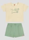 Kely Kety - Conjunto Blusa e Shorts Moletinho Branco - variação: Bege
