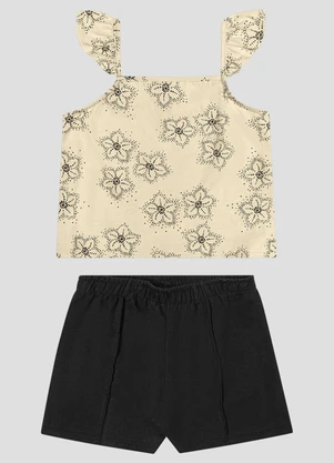 Kely Kety - Conjunto Blusa e Shorts Moletinho Bege - KELY KETY