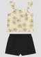 Kely Kety - Conjunto Blusa e Shorts Moletinho Verde - variação: Bege