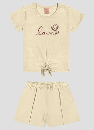 Kely Kety - Conjunto Blusa e Shorts Moletinho Bege - KELY KETY
