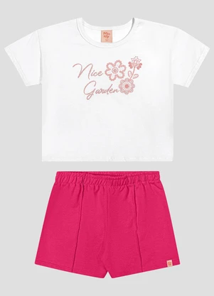 Kely Kety - Conjunto Blusa e Shorts Moletinho Branco - KELY KETY