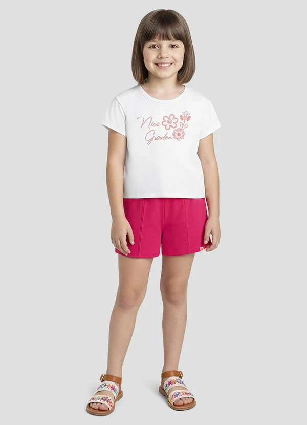 Kely Kety - Conjunto Blusa e Shorts Moletinho Branco