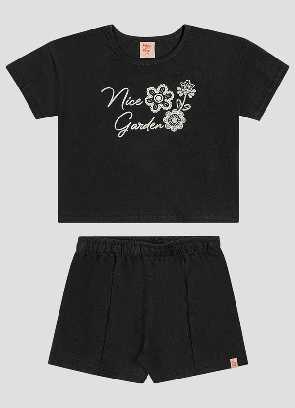 Kely Kety - Conjunto Blusa e Shorts Moletinho Preto