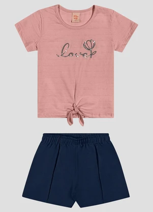 Kely Kety - Conjunto Blusa e Shorts Moletinho Rosa - KELY KETY