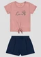 Kely Kety - Conjunto Blusa e Shorts Moletinho Bege - variação: Rosa