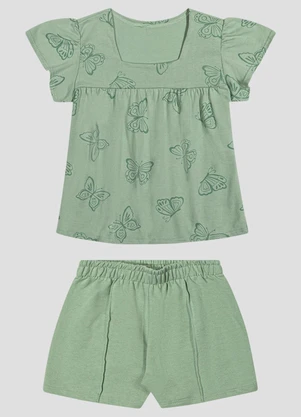 Kely Kety - Conjunto Blusa e Shorts Moletinho Verde - KELY KETY