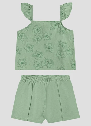 Kely Kety - Conjunto Blusa e Shorts Moletinho Verde - KELY KETY
