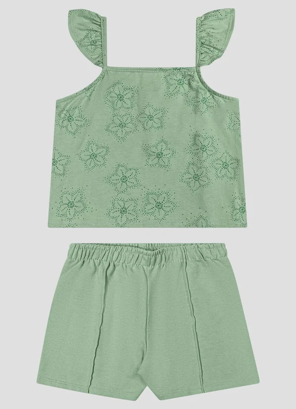 Kely Kety - Conjunto Blusa e Shorts Moletinho Verde