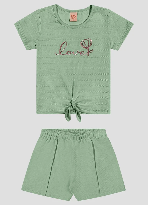 Kely Kety - Conjunto Blusa e Shorts Moletinho Verde