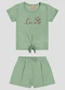 Kely Kety - Conjunto Blusa e Shorts Moletinho Bege - variação: Verde