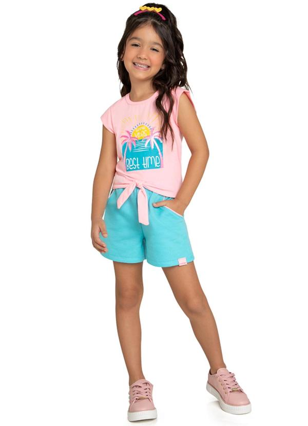 Marlan - Conjunto Blusa e Shorts Neon Best Time Rosa