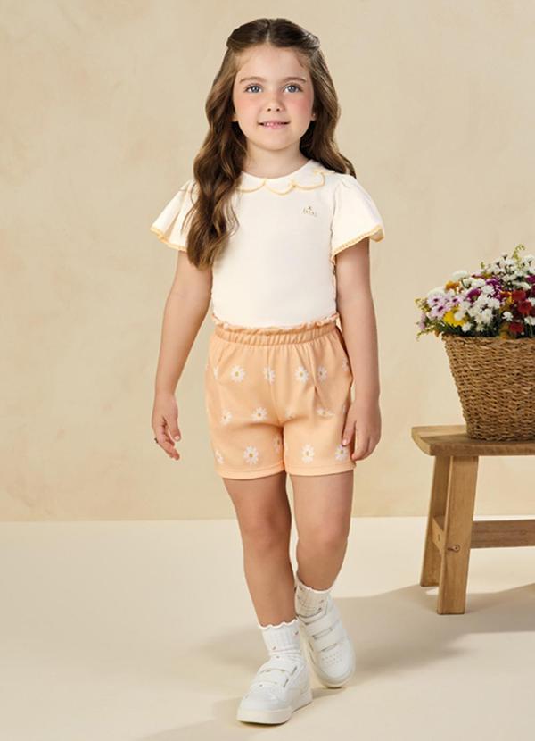 Milli e Nina - Conjunto Blusa e Shorts Newtech Bege 1