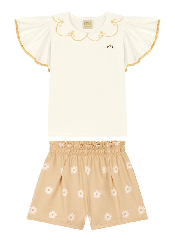 Milli e Nina - Conjunto Blusa e Shorts Newtech Bege 3
