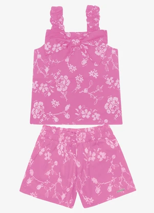Trick Nick - Conjunto Blusa e Shorts Popeline Floral Rosa - TRICK NICK