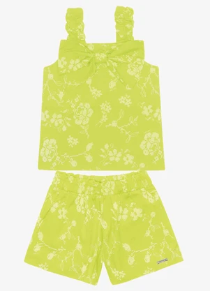 Trick Nick - Conjunto Blusa e Shorts Popeline Floral Verde - TRICK NICK
