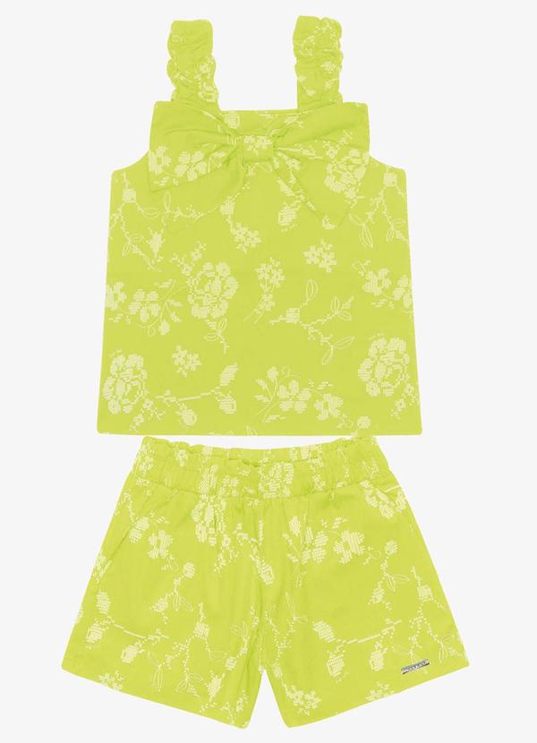 Trick Nick - Conjunto Blusa e Shorts Popeline Floral Verde