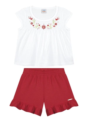 Marlan - Conjunto Blusa e Shorts Relevo Branco - MARLAN