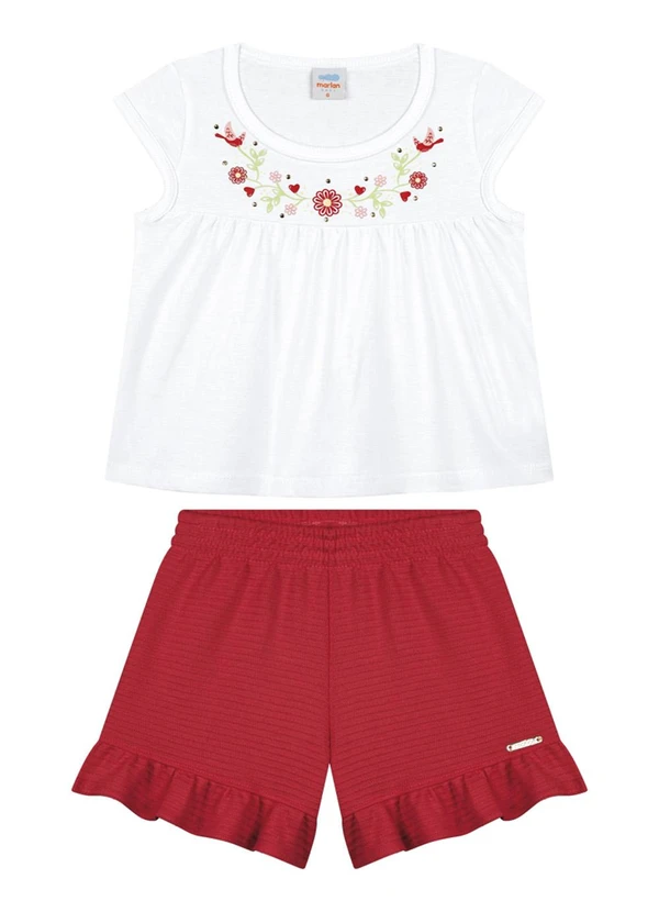 Marlan - Conjunto Blusa e Shorts Relevo Branco 2