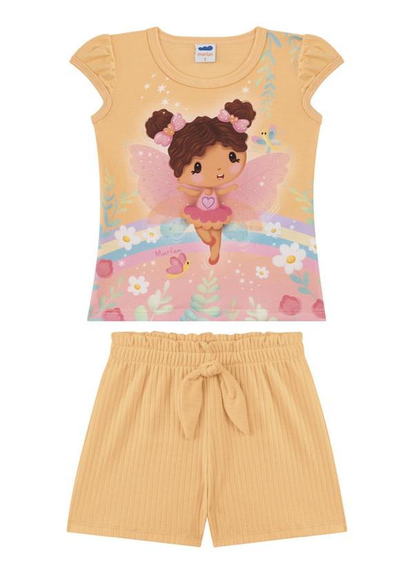 Marlan - Conjunto Blusa e Shorts Relevo Laranja