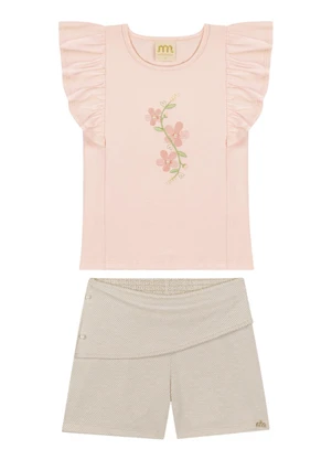 Milli e Nina - Conjunto Blusa e Shorts Rosa - MILLI E NINA