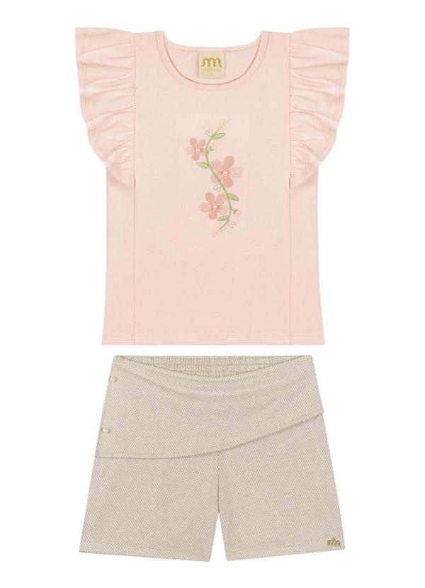 Milli e Nina - Conjunto Blusa e Shorts Rosa