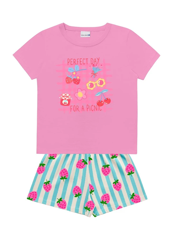 Fakini Kids - Conjunto Blusa e Shorts Rosa