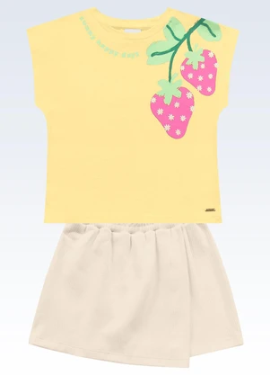 Fakini Kids - Conjunto Blusa e Shorts Saia Amarelo - FAKINI KIDS