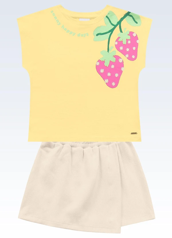 Fakini Kids - Conjunto Blusa e Shorts Saia Amarelo