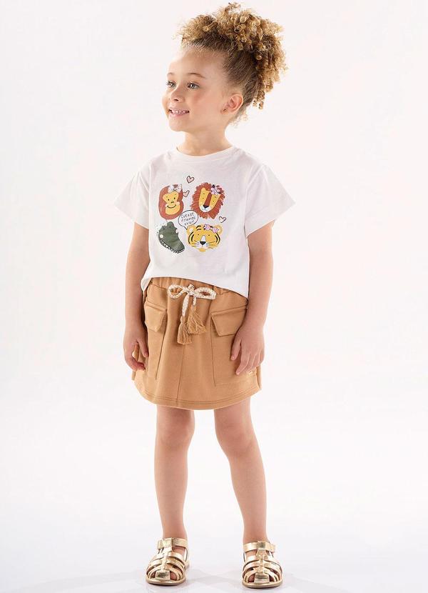Up Baby - Conjunto Blusa e Shorts-Saia Bege