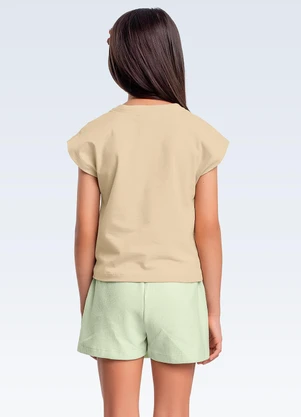 Fakini Kids - Conjunto Blusa e Shorts Saia Bege - FAKINI KIDS