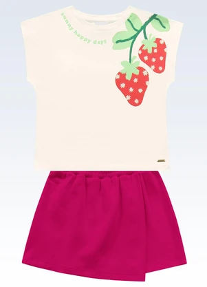 Fakini Kids - Conjunto Blusa e Shorts Saia Bege - FAKINI KIDS