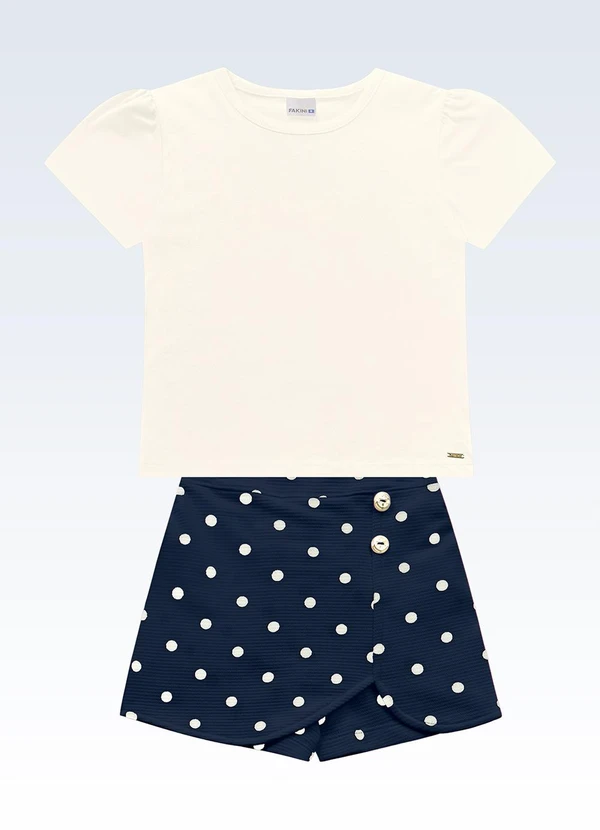 Fakini Kids - Conjunto Blusa e Shorts Saia Bege