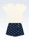Fakini Kids - Conjunto Blusa e Shorts Saia Azul - variação: Bege