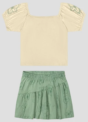 Kely Kety - Conjunto Blusa e Shorts-Saia Bege - KELY KETY