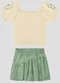 Kely Kety - Conjunto Blusa e Shorts-Saia Preto - variação: Bege